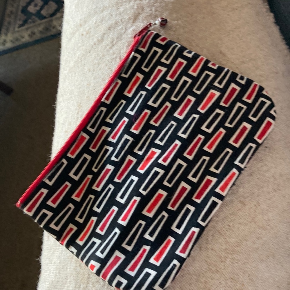 Geometric Black and Red Pouch